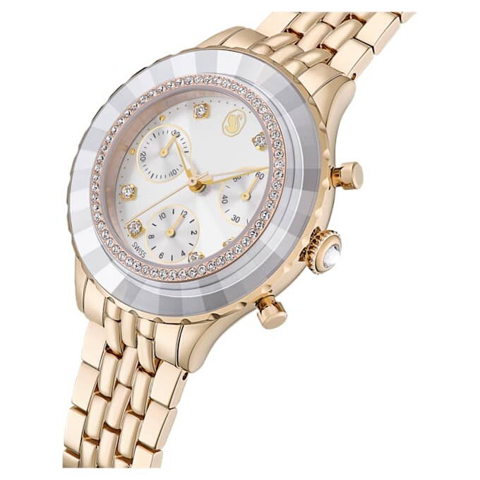 Reloj Octea Chrono de fabricación suiza, pulseras de metal, tono dorado, acabado en tono dorado champán Reloj Octea Chrono de fabricación suiza, pulseras de metal, tono dorado, acabado en tono dorado champán