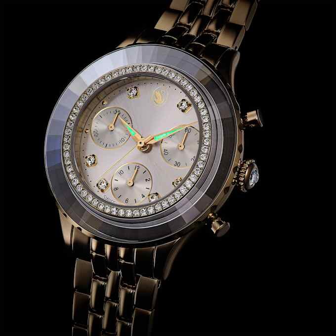 Reloj Octea Chrono de fabricación suiza, pulseras de metal, tono dorado, acabado en tono dorado champán Reloj Octea Chrono de fabricación suiza, pulseras de metal, tono dorado, acabado en tono dorado champán