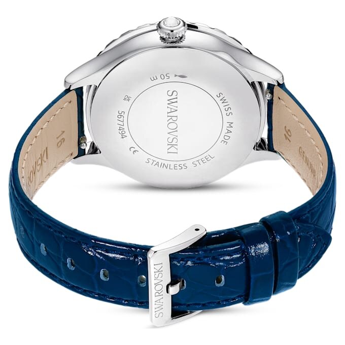 Reloj Octea Moon de fabricación suiza, Luna, correa de cuero, azul, acero inoxidable Reloj Octea Moon de fabricación suiza, Luna, correa de cuero, azul, acero inoxidable