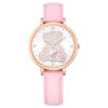 Reloj Teddy de fabricación suiza, correa de cuero, rosa, acabado en tono oro rosa
