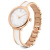 Reloj tipo brazalete Crystalline, fabricación suiza, pulsera de metal, blanco, acabado en tono oro rosa