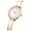 Reloj tipo brazalete Crystalline, fabricación suiza, pulsera de metal, blanco, acabado en tono oro rosa