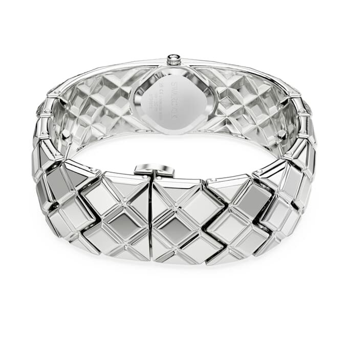 Reloj tipo brazalete Curiosa con pulseras de cristales, tono plateado, acero inoxidable Reloj tipo brazalete Curiosa con pulseras de cristales, tono plateado, acero inoxidable