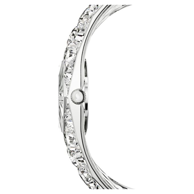 Reloj tipo brazalete Curiosa con pulseras de cristales, tono plateado, acero inoxidable Reloj tipo brazalete Curiosa con pulseras de cristales, tono plateado, acero inoxidable