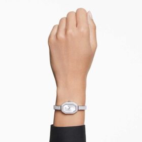 Reloj tipo brazalete Dextera, fabricado en Suiza, brazalete de metal, tono plateado, acero inoxidable