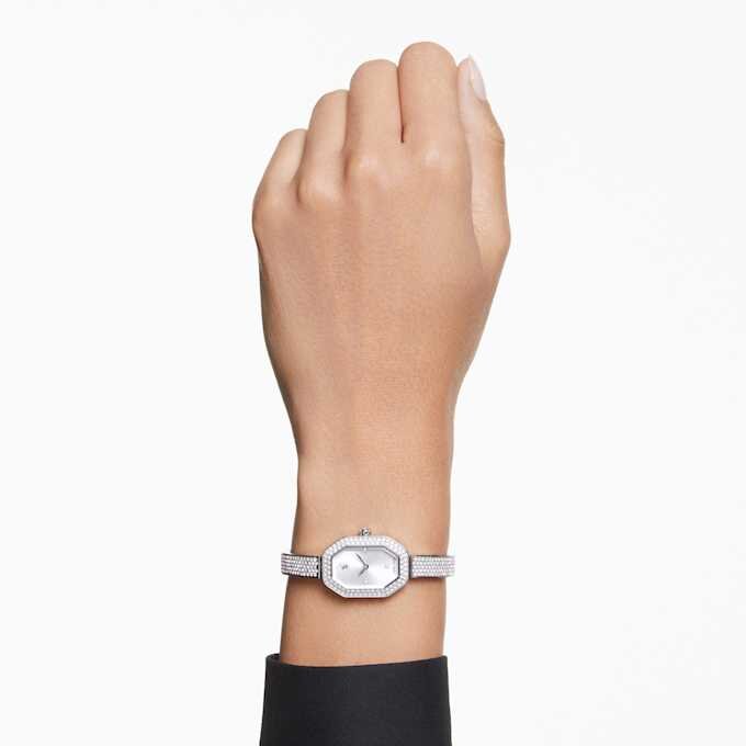 Reloj tipo brazalete Dextera, fabricado en Suiza, brazalete de metal, tono plateado, acero inoxidable Reloj tipo brazalete Dextera, fabricado en Suiza, brazalete de metal, tono plateado, acero inoxidable