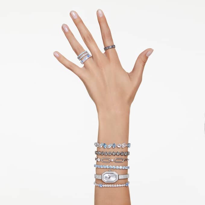 Reloj tipo brazalete Dextera, fabricado en Suiza, brazalete de metal, tono plateado, acero inoxidable Reloj tipo brazalete Dextera, fabricado en Suiza, brazalete de metal, tono plateado, acero inoxidable