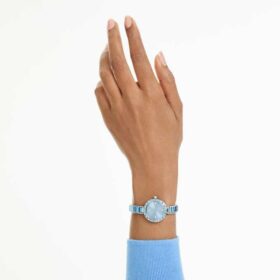 Reloj tipo brazalete Matrix, fabricado en Suiza, con pulsera de cristales, azul, acero inoxidable