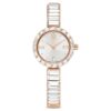 Reloj tipo brazalete Matrix, fabricado en Suiza, con pulsera de cristales, blanco, acabado tono oro rosa