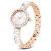 Reloj tipo brazalete Matrix, fabricado en Suiza, con pulsera de cristales, blanco, acabado tono oro rosa