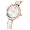 Reloj tipo brazalete Matrix, fabricado en Suiza, con pulsera de cristales, blanco, acabado tono oro rosa