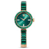 Reloj tipo brazalete Matrix, fabricado en Suiza, con pulsera de cristales, color verde y acabado dorado champán Reloj tipo brazalete Matrix, fabricado en Suiza, con pulsera de cristales, color verde y acabado dorado champán