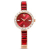 Reloj tipo brazalete Matrix, fabricado en Suiza, con pulseras de cristales, rojo, acabado en tono oro rosa Reloj tipo brazalete Matrix, fabricado en Suiza, con pulseras de cristales, rojo, acabado en tono oro rosa