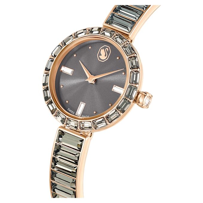 Reloj tipo brazalete Matrix, fabricado en Suiza, pulseras de cristales, gris, acabado en tono oro rosa Reloj tipo brazalete Matrix, fabricado en Suiza, pulseras de cristales, gris, acabado en tono oro rosa