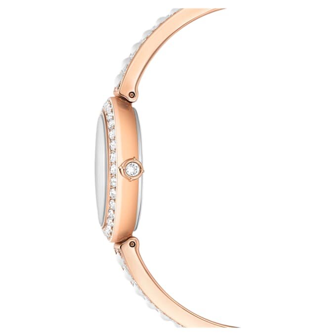 Reloj tipo brazalete Matrix Pearl, fabricado en Suiza, con pulsera de cristales, blanco, acabado tono oro rosa Reloj tipo brazalete Matrix Pearl, fabricado en Suiza, con pulsera de cristales, blanco, acabado tono oro rosa