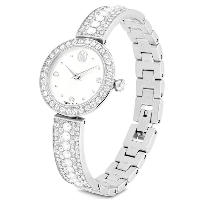 Reloj tipo brazalete Matrix Pearl, fabricado en Suiza, pulseras de cristales, blanco, acero inoxidable Reloj tipo brazalete Matrix Pearl, fabricado en Suiza, pulseras de cristales, blanco, acero inoxidable