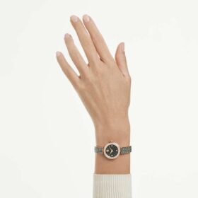 Reloj tipo brazalete Matrix Pearl, fabricado en Suiza, pulseras de cristales, negro, acabado en tono oro rosa Reloj tipo brazalete Matrix Pearl, fabricado en Suiza, pulseras de cristales, negro, acabado en tono oro rosa