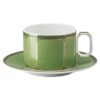 Taza con platillo Signum de porcelana, verde Taza con platillo Signum de porcelana, verde