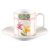 Taza de café con platillo Idyllia, de porcelana, con motivo de cristales, flores y multicolor