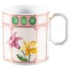 Taza de café con platillo Idyllia, de porcelana, con motivo de cristales, flores y multicolor