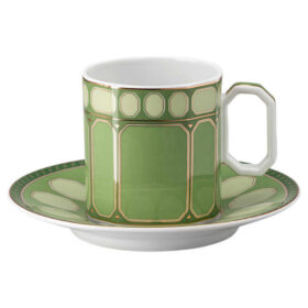 Taza de café Signum con platillo, de porcelana, verde