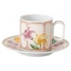 Taza de espresso Idyllia con platillo, porcelana, motivo de cristales, color limón, multicolor