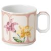 Taza de espresso Idyllia con platillo, porcelana, motivo de cristales, color limón, multicolor