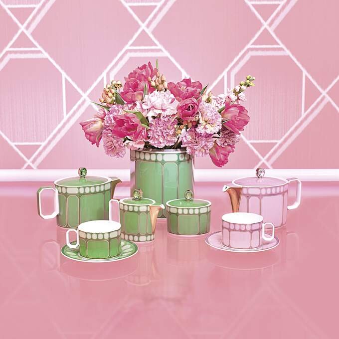 Taza de té con platillo Signum de porcelana, verde Taza de té con platillo Signum de porcelana, verde