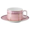 Taza de té Signum con platillo, de porcelana, rosa Taza de té Signum con platillo, de porcelana, rosa