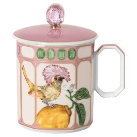 Taza Idyllia de porcelana, motivo Crystal Print, papamoscas, rosa