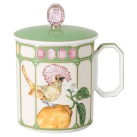 Taza Idyllia de porcelana, motivo de cristal, papamoscas, verde