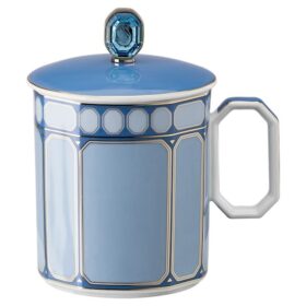 Taza Signum con tapa, de porcelana, azul
