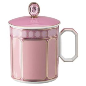 Taza Signum con tapa, de porcelana, rosa
