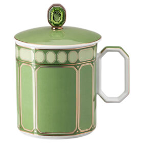 Taza Signum con tapa, de porcelana, verde