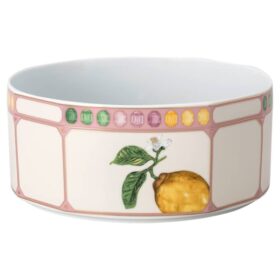 Tazón Idyllia de porcelana, motivo de cristal, color limón, grande, multicolor