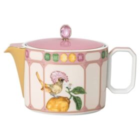 Tetera Idyllia de porcelana, motivo de cristales, papamoscas, pequeña, multicolor