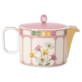 Tetera Idyllia de porcelana, motivo de cristales, papamoscas, pequeña, multicolor