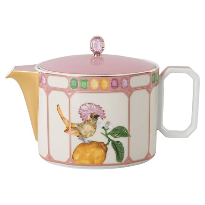 Tetera Idyllia de porcelana, motivo de estampado de cristal, pájaro, multicolor Tetera Idyllia de porcelana, motivo de estampado de cristal, pájaro, multicolor