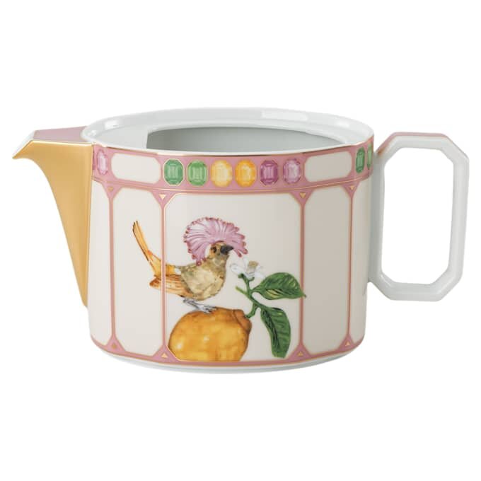 Tetera Idyllia de porcelana, motivo de estampado de cristal, pájaro, multicolor Tetera Idyllia de porcelana, motivo de estampado de cristal, pájaro, multicolor