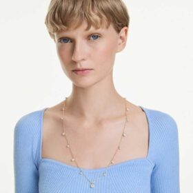 Una Angelic Strandage Crystal Pearl, corte redondo, blanco, chapado en tono dorado Una Angelic Strandage Crystal Pearl, corte redondo, blanco, chapado en tono dorado
