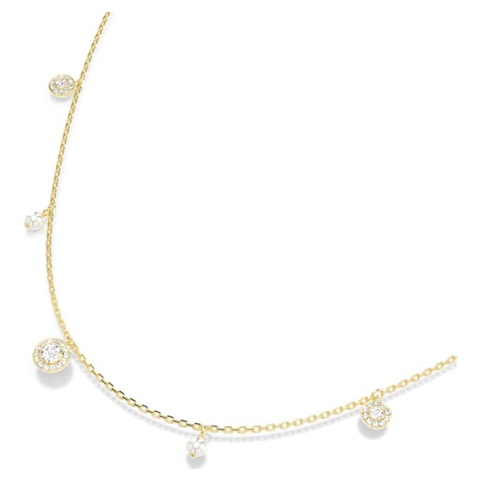 Una Angelic Strandage Crystal Pearl, corte redondo, blanco, chapado en tono dorado Una Angelic Strandage Crystal Pearl, corte redondo, blanco, chapado en tono dorado