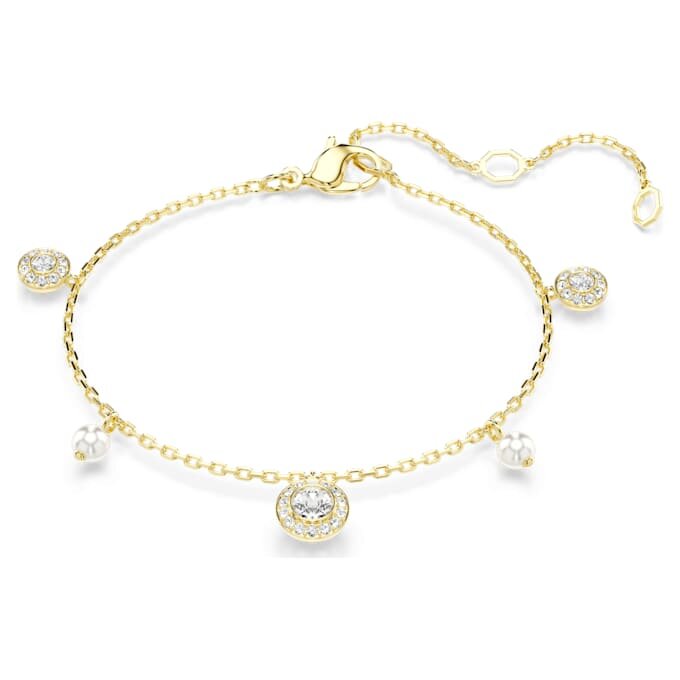 Una Angelic Strandage Crystal Pearl, corte redondo, blanco, chapado en tono dorado Una Angelic Strandage Crystal Pearl, corte redondo, blanco, chapado en tono dorado