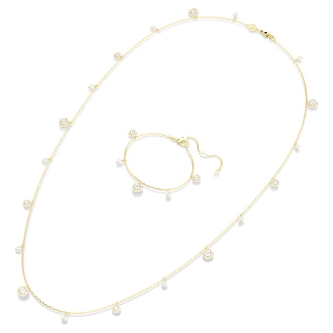 Una Angelic Strandage Crystal Pearl, corte redondo, blanco, chapado en tono dorado Una Angelic Strandage Crystal Pearl, corte redondo, blanco, chapado en tono dorado